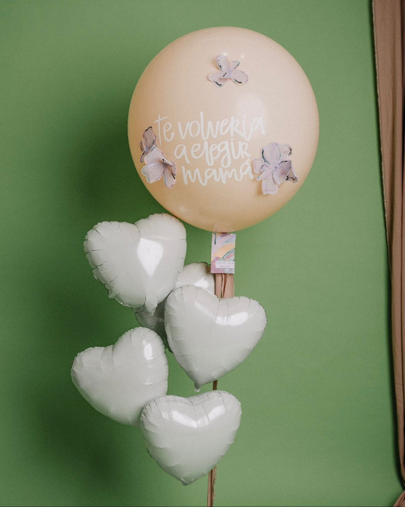 Mother's Blossom Giant Balloon “Te volvería a elegir mamá” + Hearts