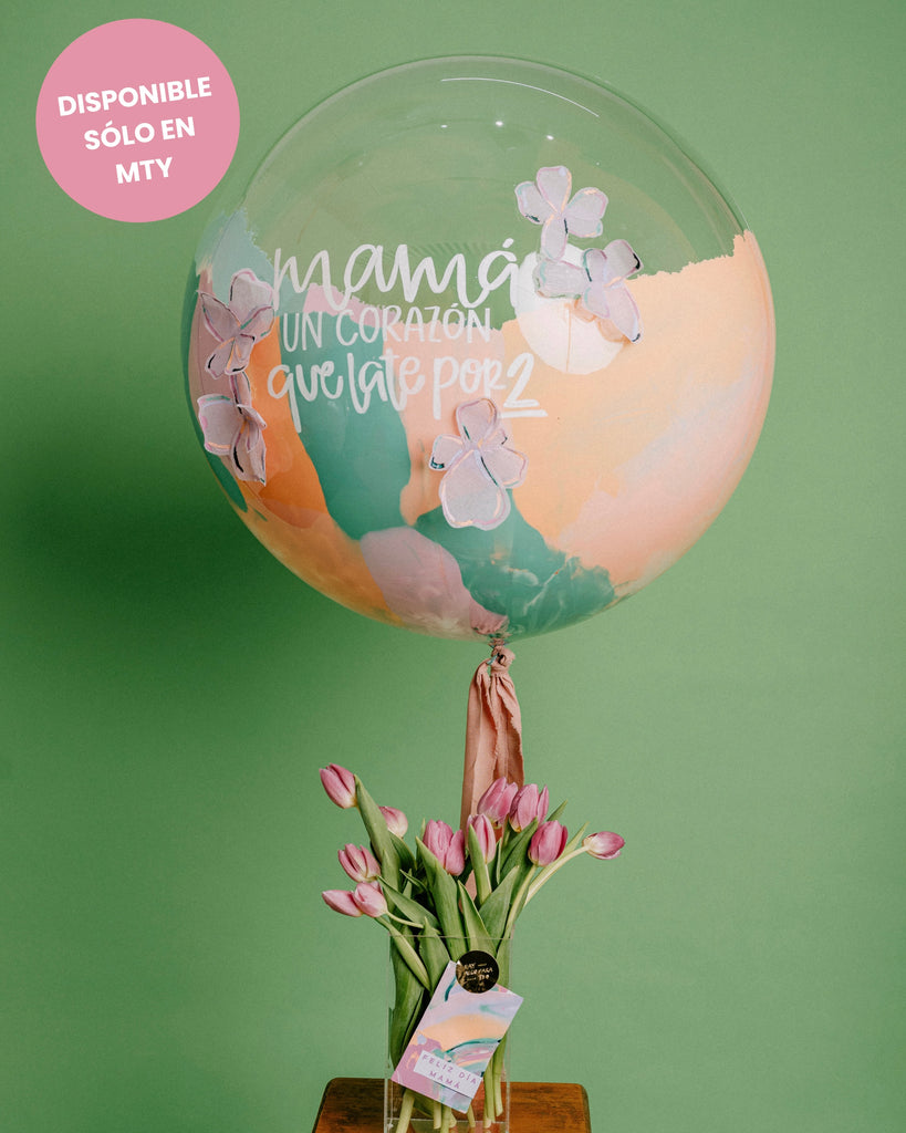 Tulips and Mother's Blossom Bubble “Un corazón que late por 2"