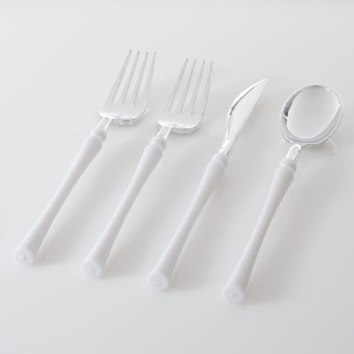 Neo Classic White and Silver Cutlery Pack 32 Pieces