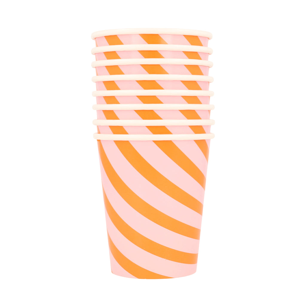 Pink & Orange Stripy Cup