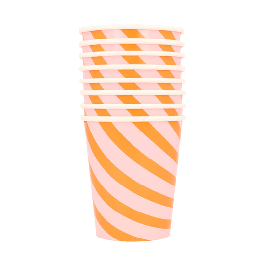Pink & Orange Stripy Cup