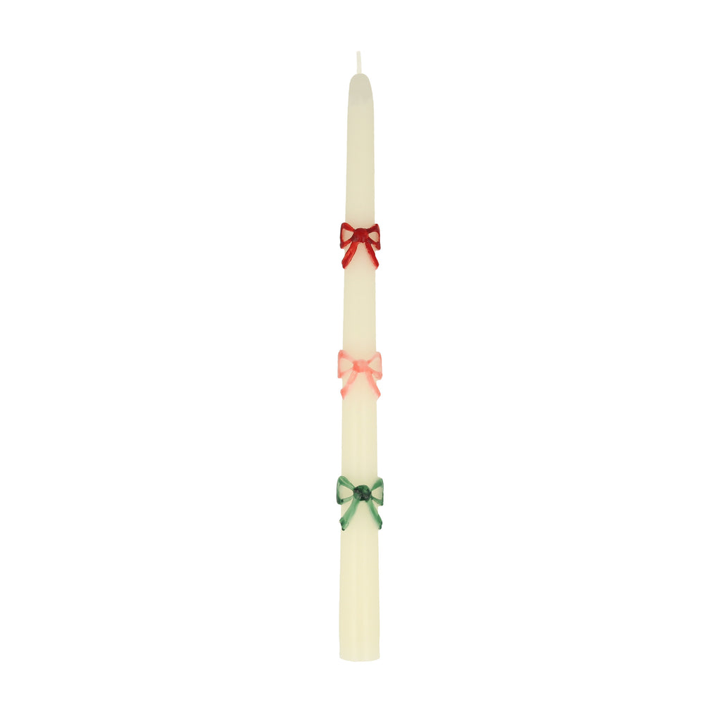 Multi Colour Bow Taper Candle