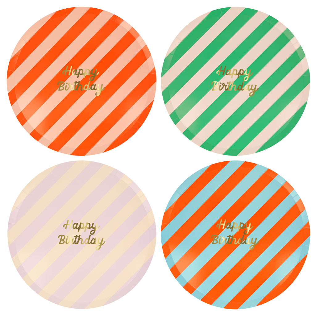 Stripe Happy Birthday Dinner Plates