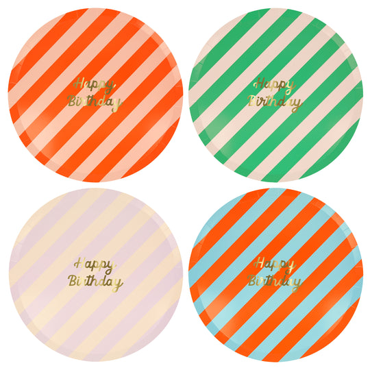 Stripe Happy Birthday Dinner Plates