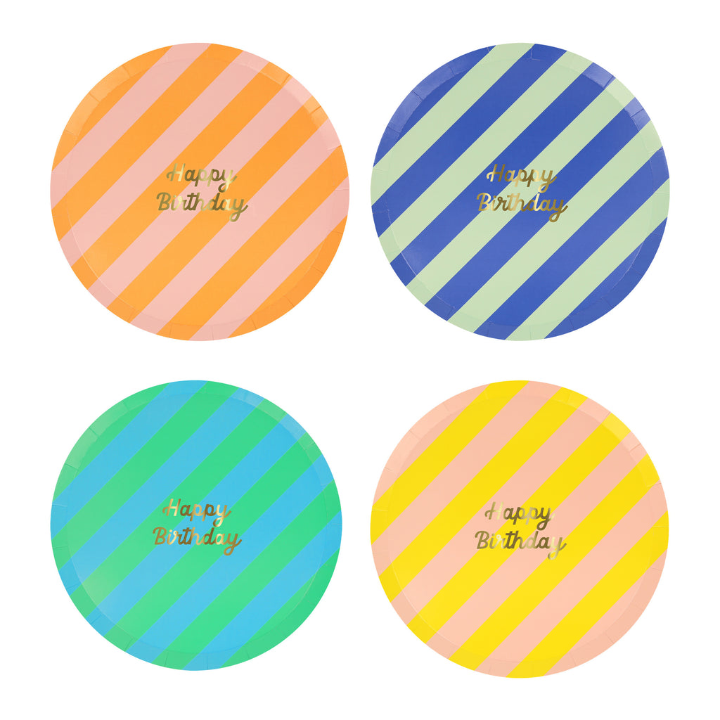 Stripe Happy Birthday Side Plates
