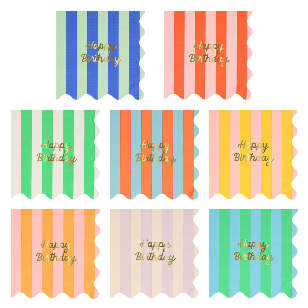 Stripe Happy Birthday Large Napkins