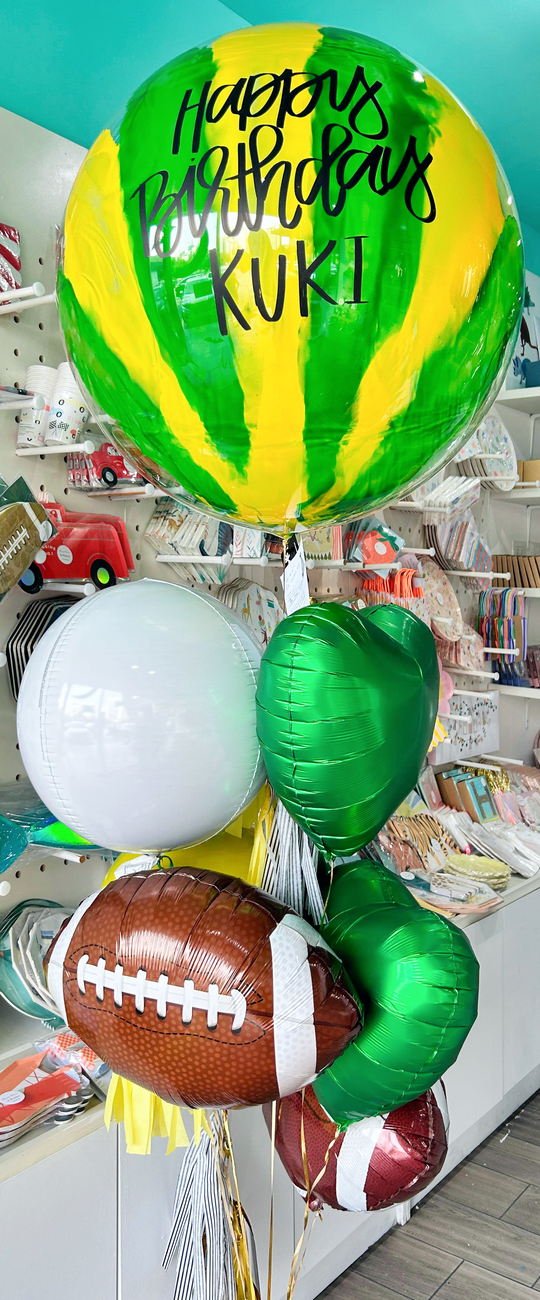 Bouquet Burbuja Grande + Hearts + Orbz + American Football