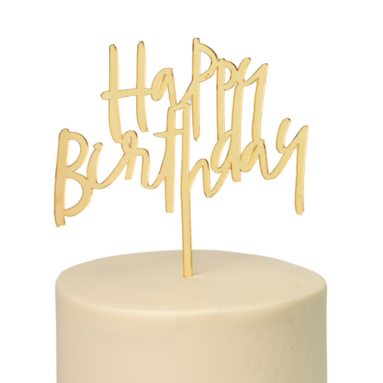 Happy Birthday Gold Cake Topper