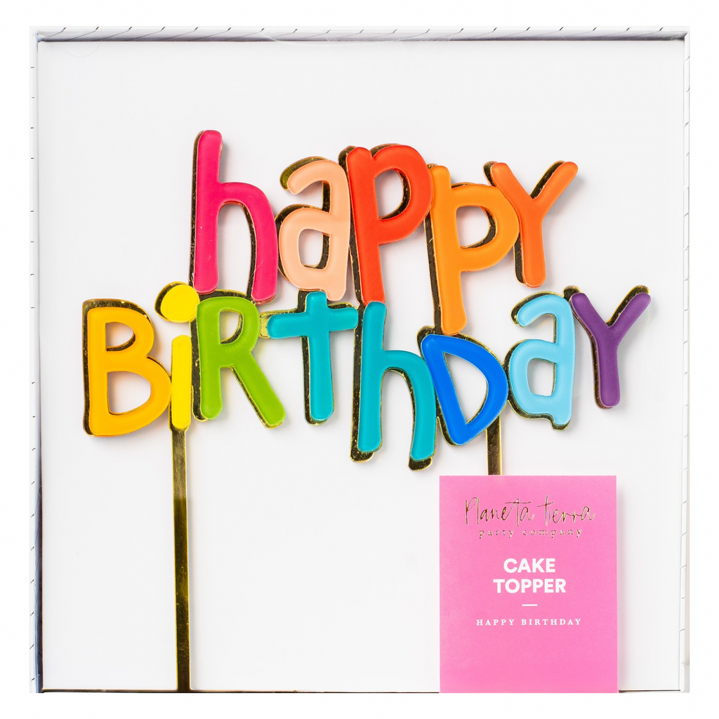 Happy Birthday Gold/Rainbow Cake Topper