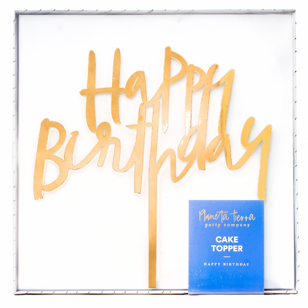 Happy Birthday Gold Cake Topper