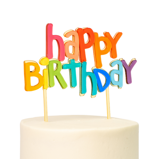 Happy Birthday Gold/Rainbow Cake Topper