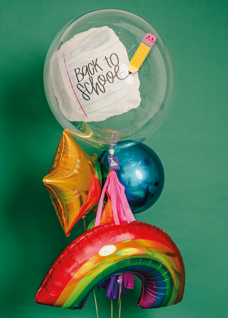 Bouquet Burbuja NOTEBOOK BALLOON + Orbz + Star + Rainbow Balloon