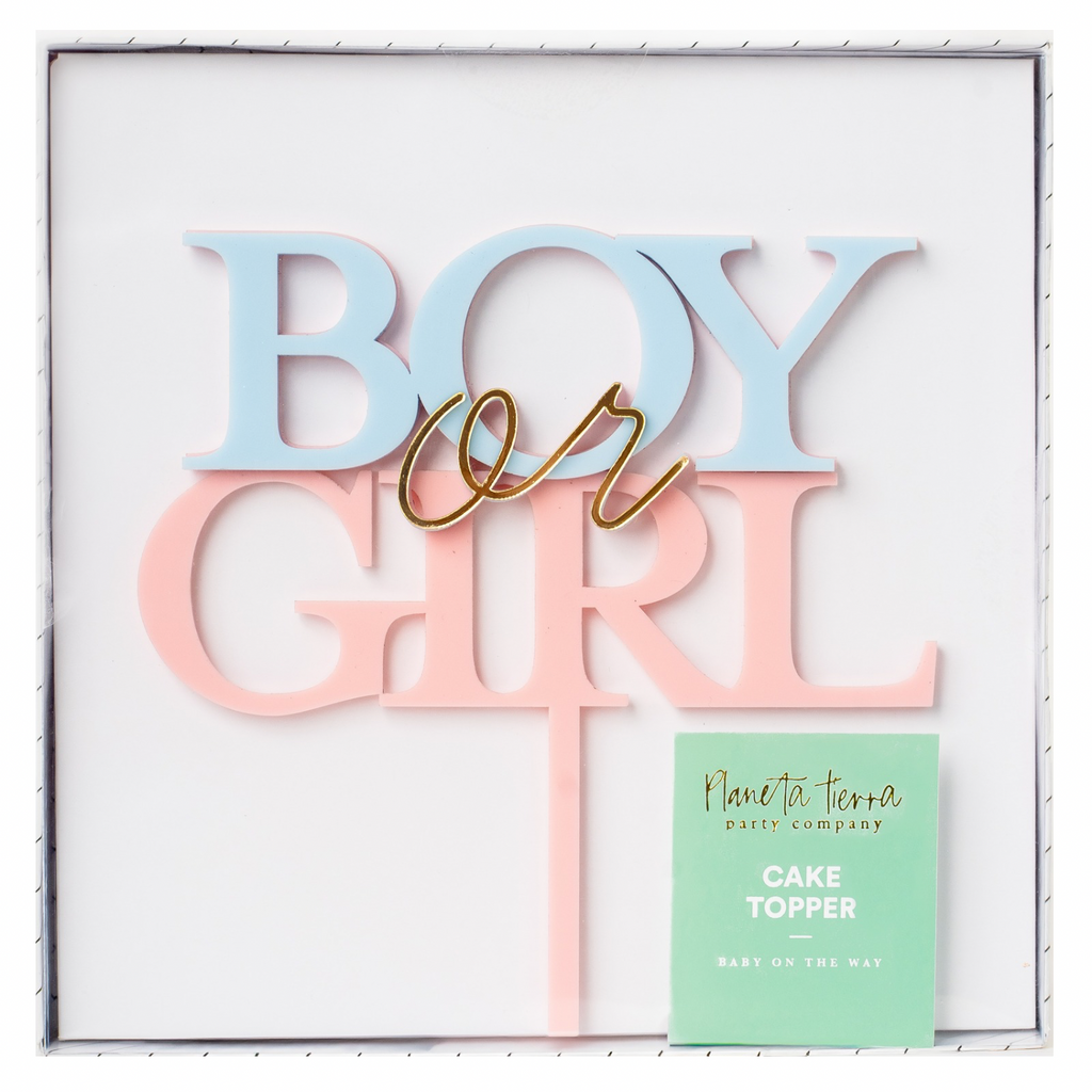 B0Y or GIRL Cake Topper Celeste/Rosa/Oro