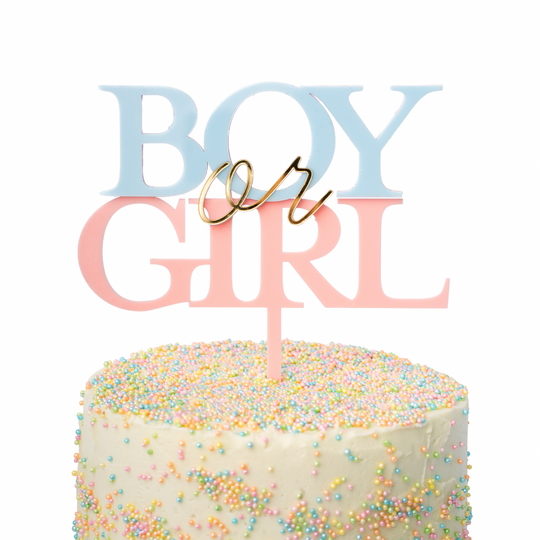 B0Y or GIRL Cake Topper Celeste/Rosa/Oro