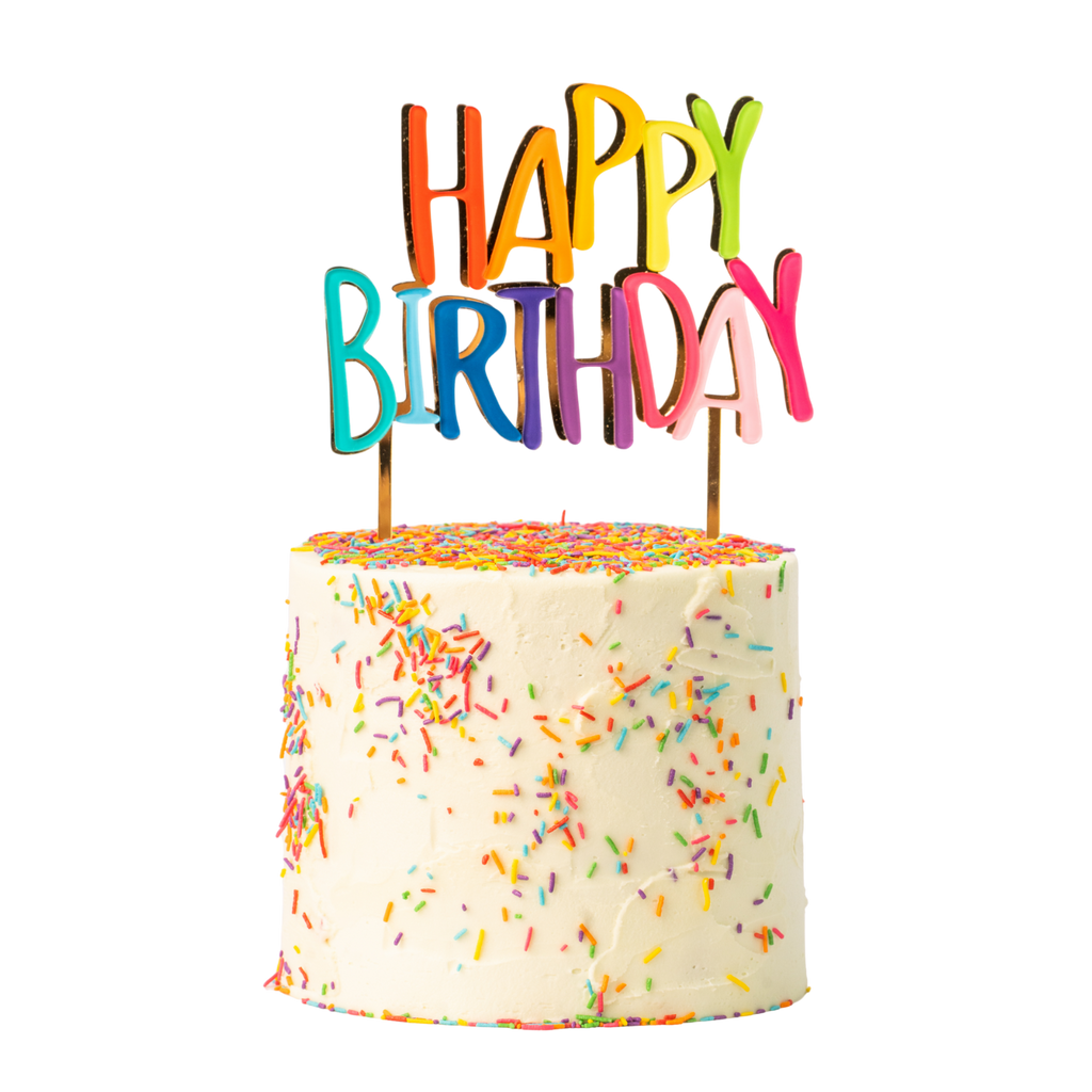 Happy Birthday Gold/Rainbow Cake Topper