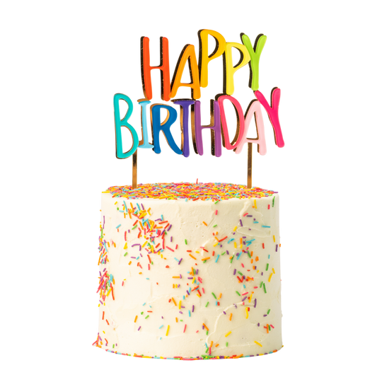 Happy Birthday Gold/Rainbow Cake Topper