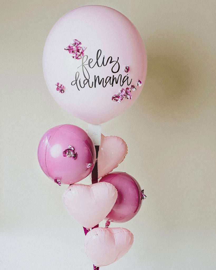 Orchid Giant Latex Balloon + Pink Orchid Orbz + Small Hearts Bouquet