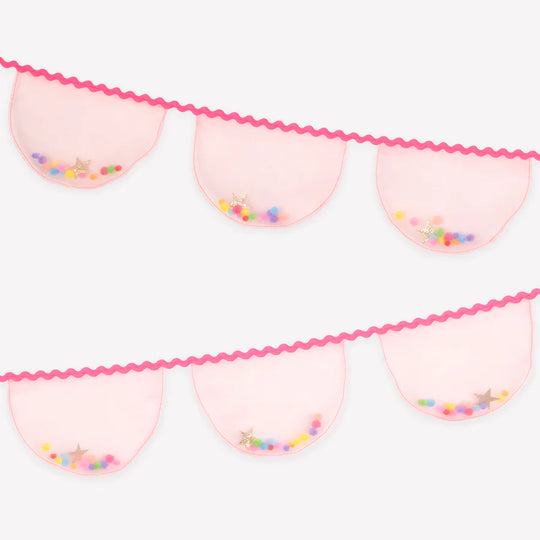 Pink Organza Pompom Garland