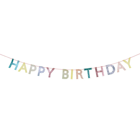 Mixed Glitter Fabric Happy Birthday Garland