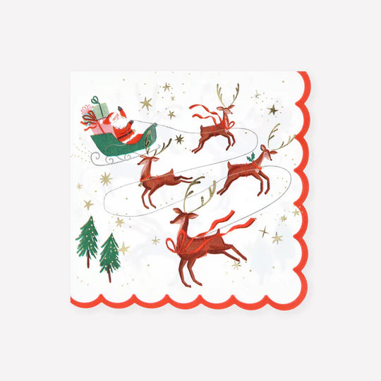 Santa, Sleight & Reindeer Large Napkins
