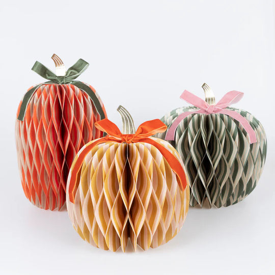 Fall Stripe Honeycomb Pumpkins