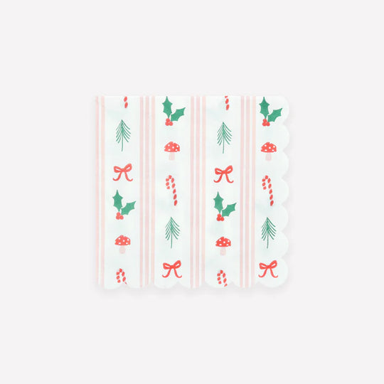 Festive Icon Stripes Small Napkins