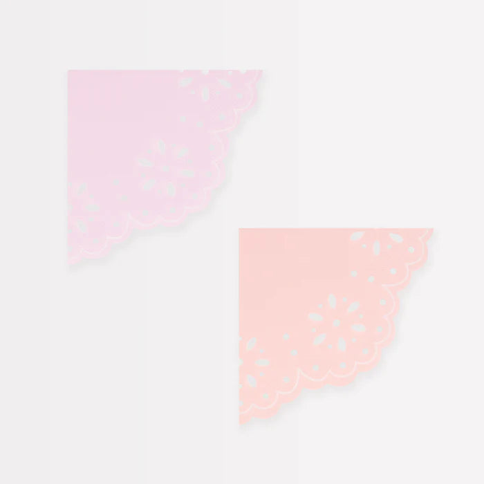 Broderie Anglaise Pink Peach Small Napkins