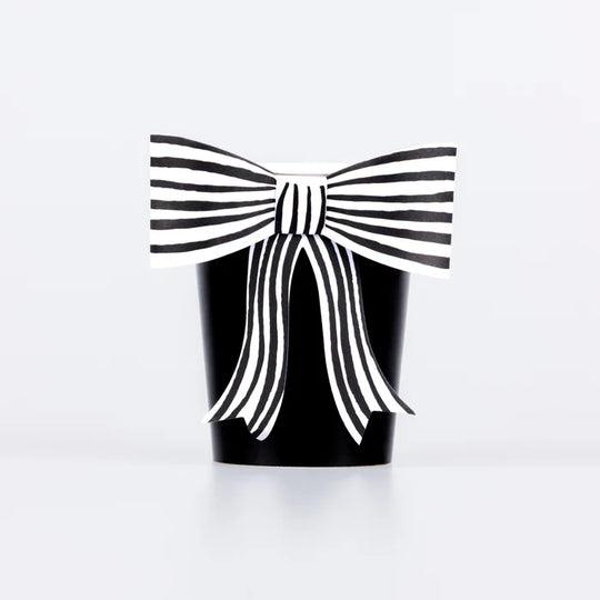 Black & White Stripy Bow Cups
