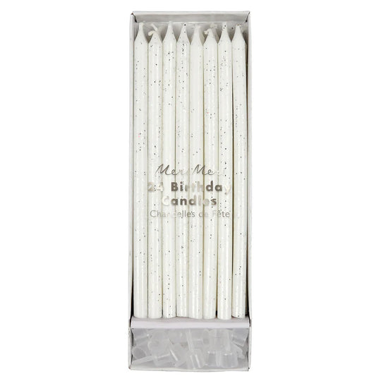 Silver Glitter Party Candles