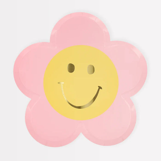 Happy Face Flowers Plates