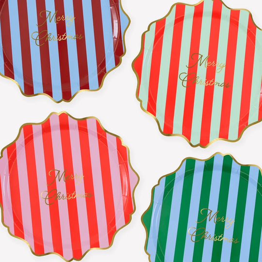Striped Merry Christmas Dinner Plates