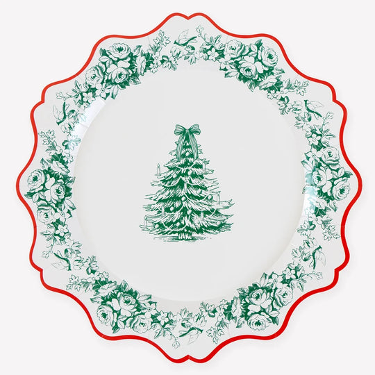 Toile De Jouy Christmas Dinner Plates
