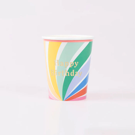Rainbow Swirl Happy Birthday Cups