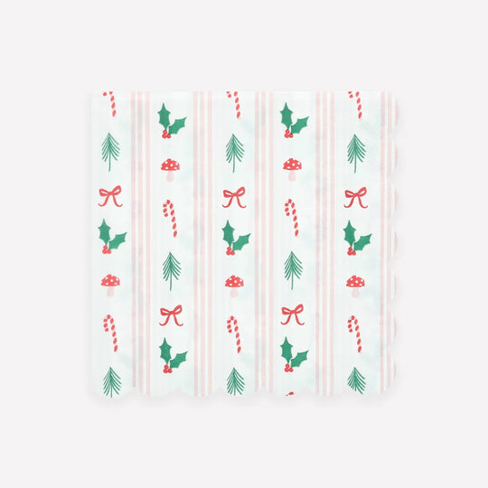 Festive Icon Stripe Large Napkins