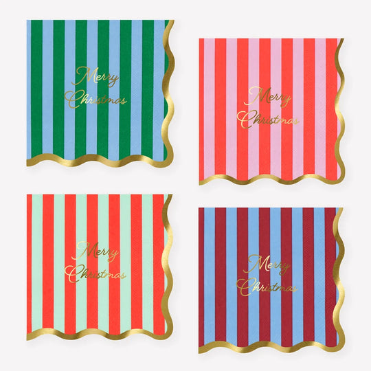 Striped Merry Christmas Small Napkins