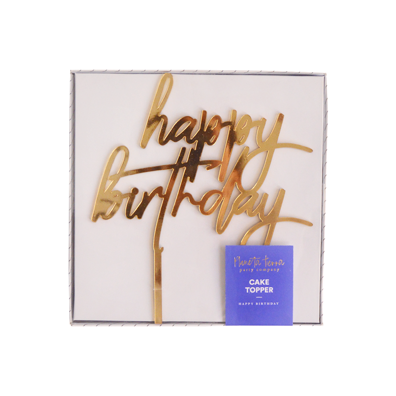 Happy Birthday Gold Acrylic Topper