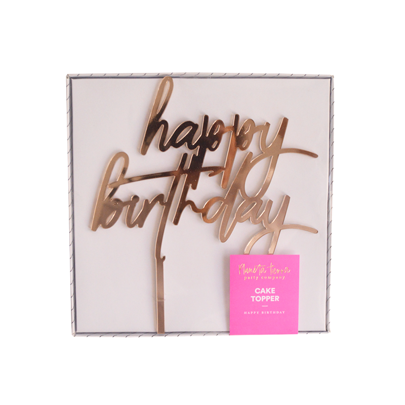 Happy Birthday Rose Gold Acrylic Topper