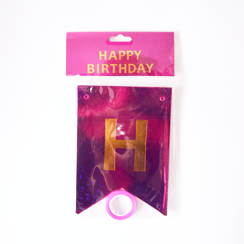 Happy Birthday Holographic Pomegranate Flags Garland