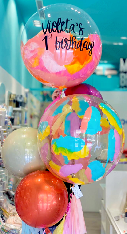 Bouquet Burbuja Gigante Pintada + Burbuja Grande Pintada + Orbz