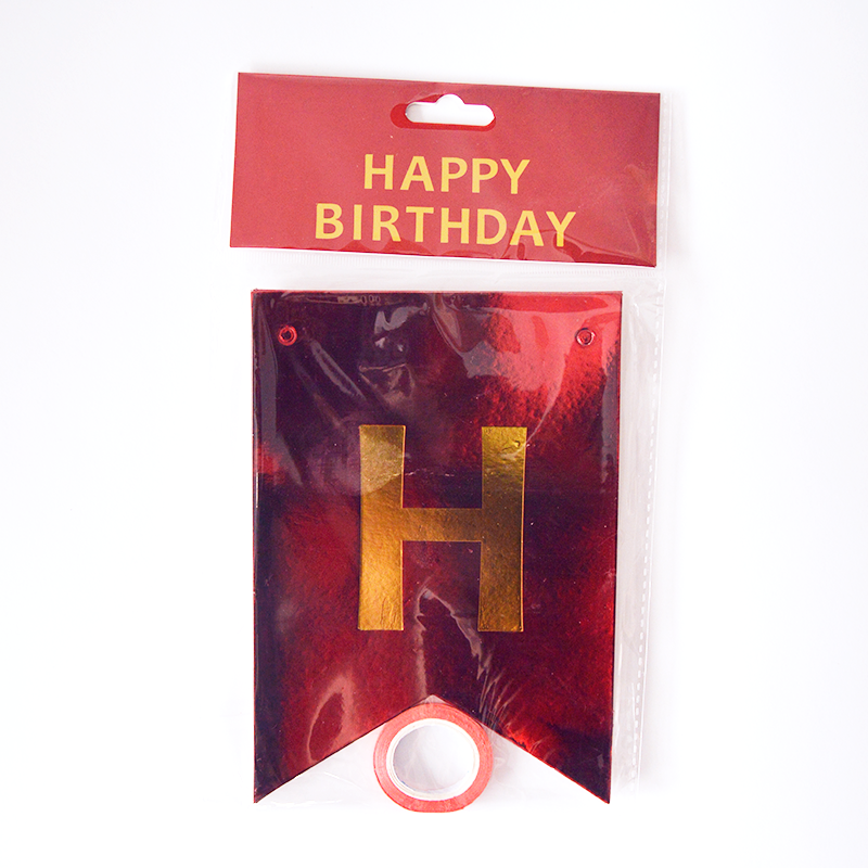 Happy Birthday Red Foil Flags Garland