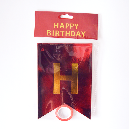 Happy Birthday Red Foil Flags Garland