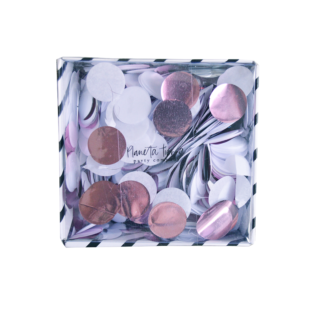White & Rose Gold Confetti