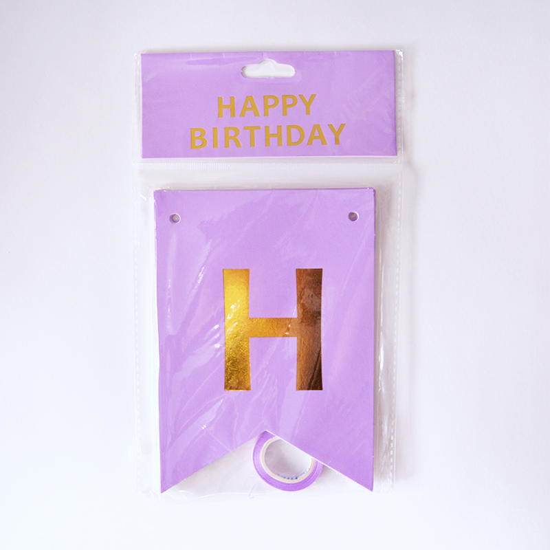 Happy Birthday Lilac Flags Garland