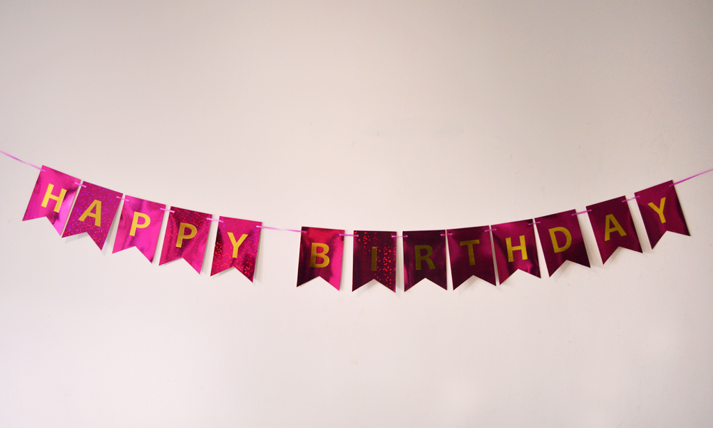 Happy Birthday Holographic Pomegranate Flags Garland