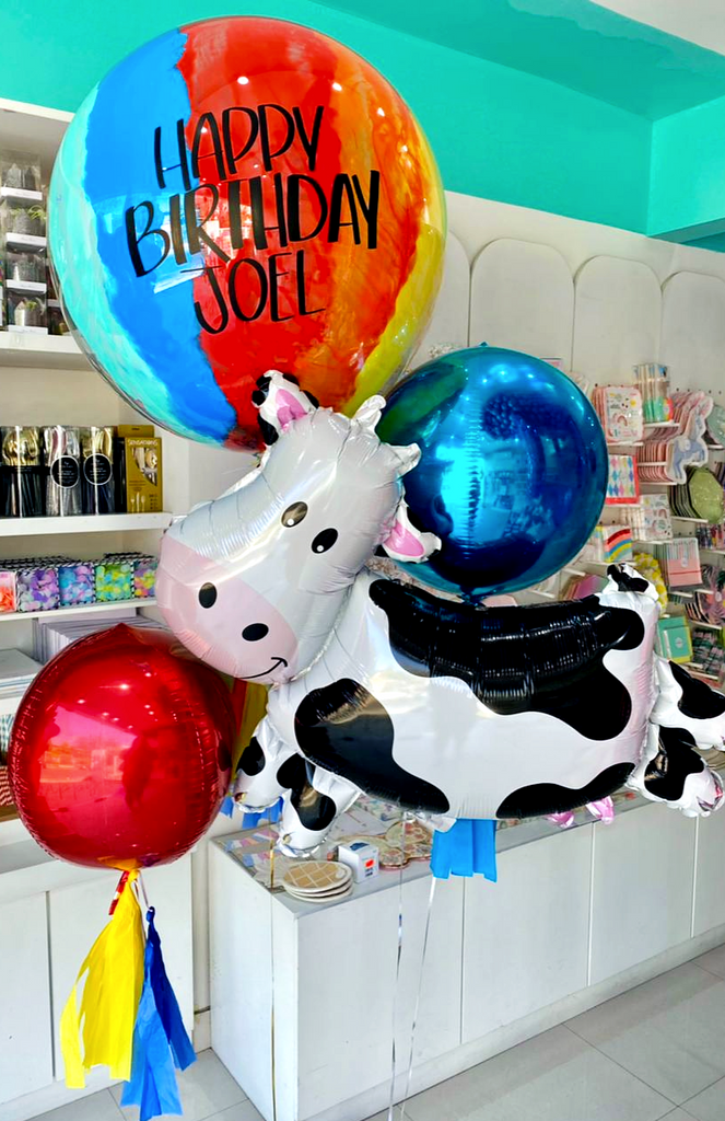 Bouquet Burbuja Grande Pintada + Orbz + Happy Cow