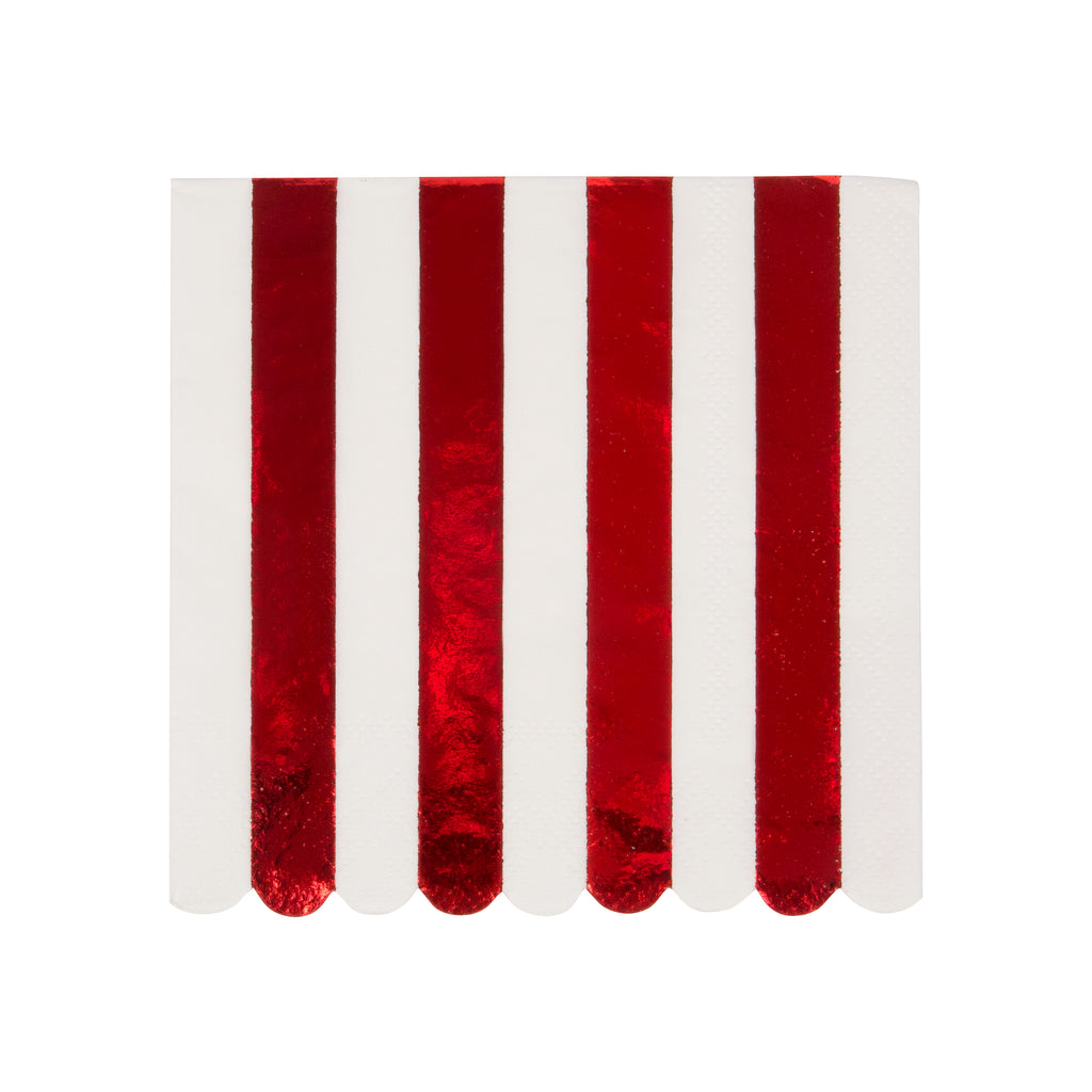 Shiny Red Stripe Small Napkins