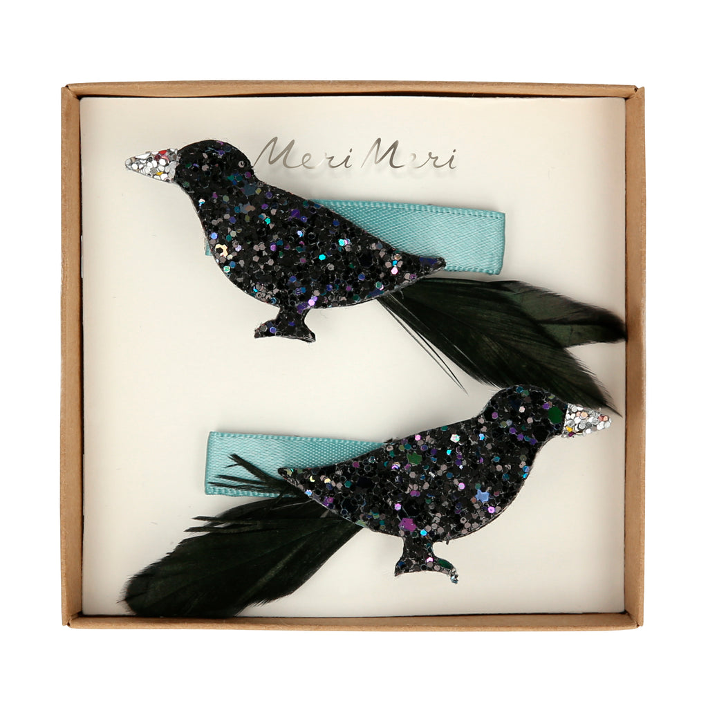 Halloween Glitter Crow Hair Clips