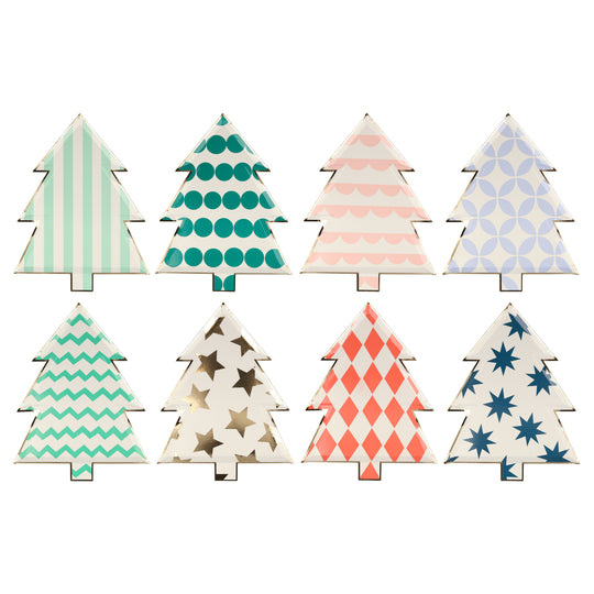 Patterned Christmas Tree Plates