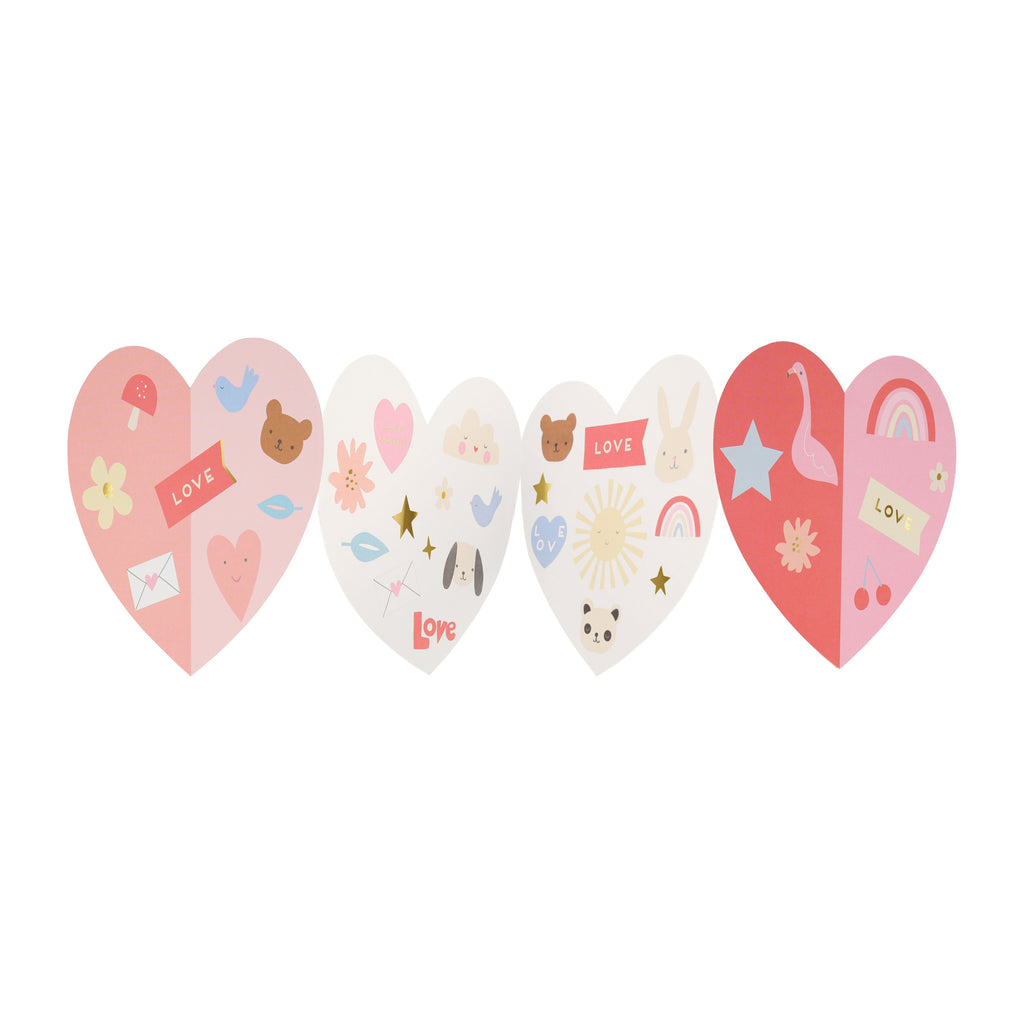 Heart Concertina Valentine Card & Stickers