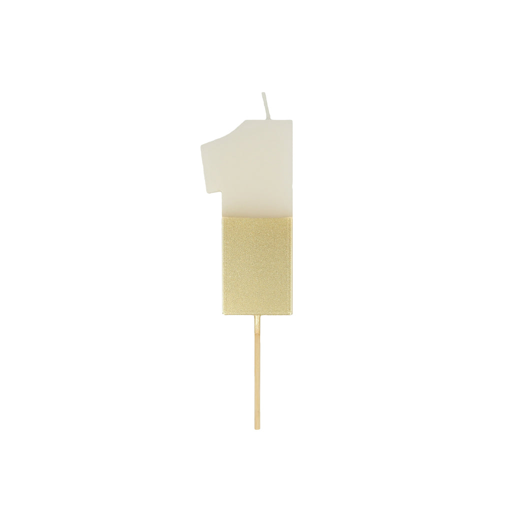 Gold Dipped Number One Candle